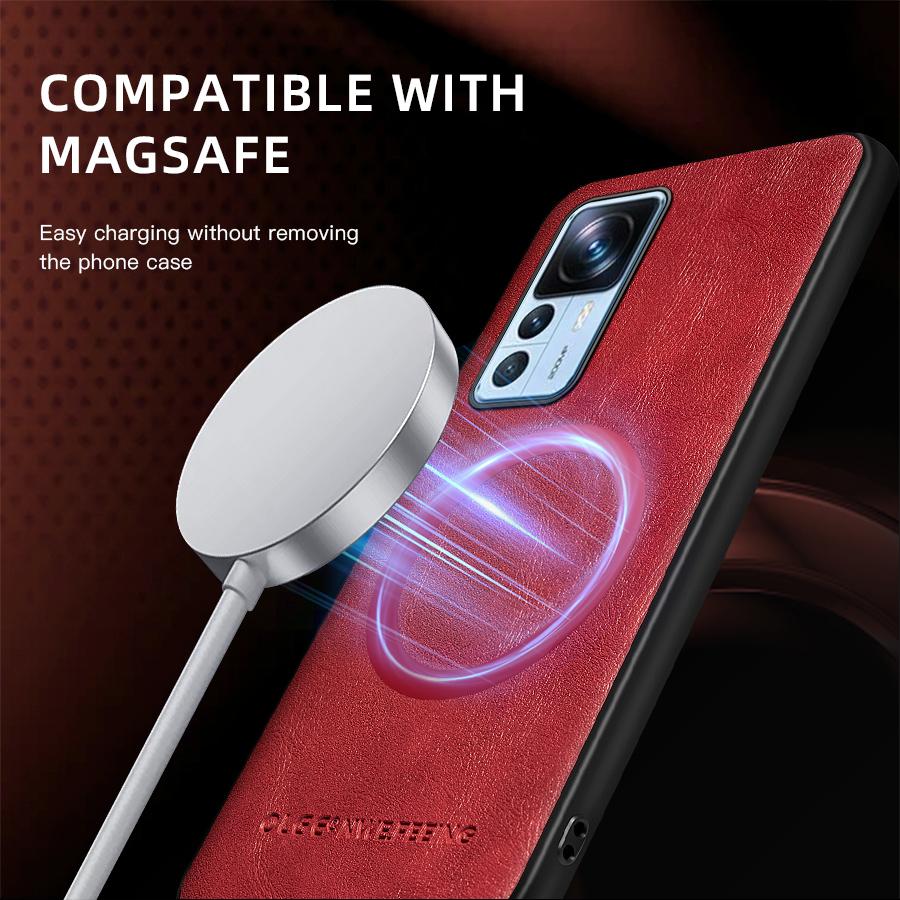 Für Xiaomi 12T 12T Pro PU Leder Magnetring Weiche Kante Anti-Sturz Anti-Fingerabdruck Handyhülle