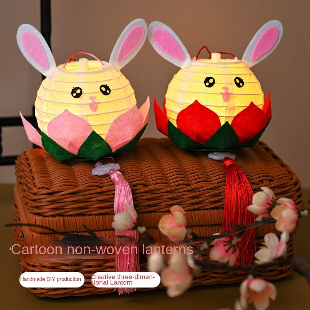 Handheld Lotus Flower Lanterns DIY Material Package Rabbit Lotus Lantern  Cultural Event