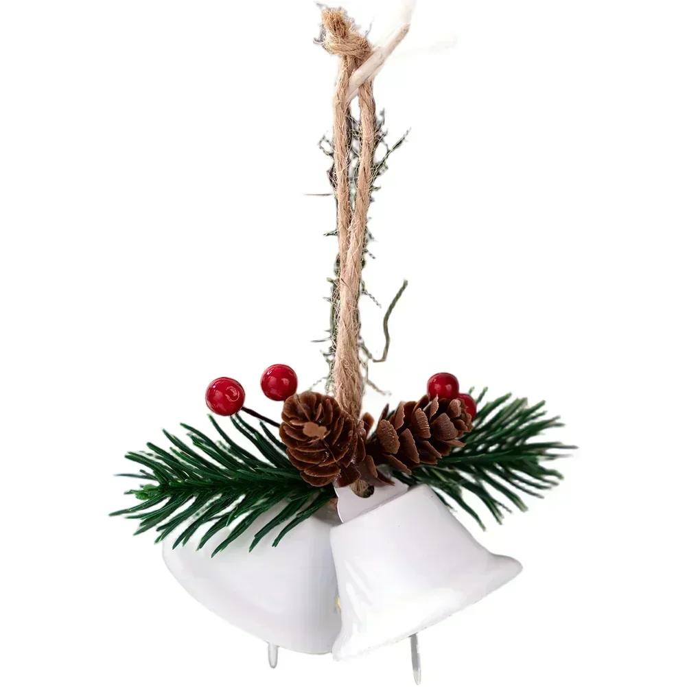 Feiertags-Eisenklingel-Anhänger mit Tannenzapfen-Design Hängende Dekoration für Weihnachtsbaum und Kranz Grün Rot Gold Weiß