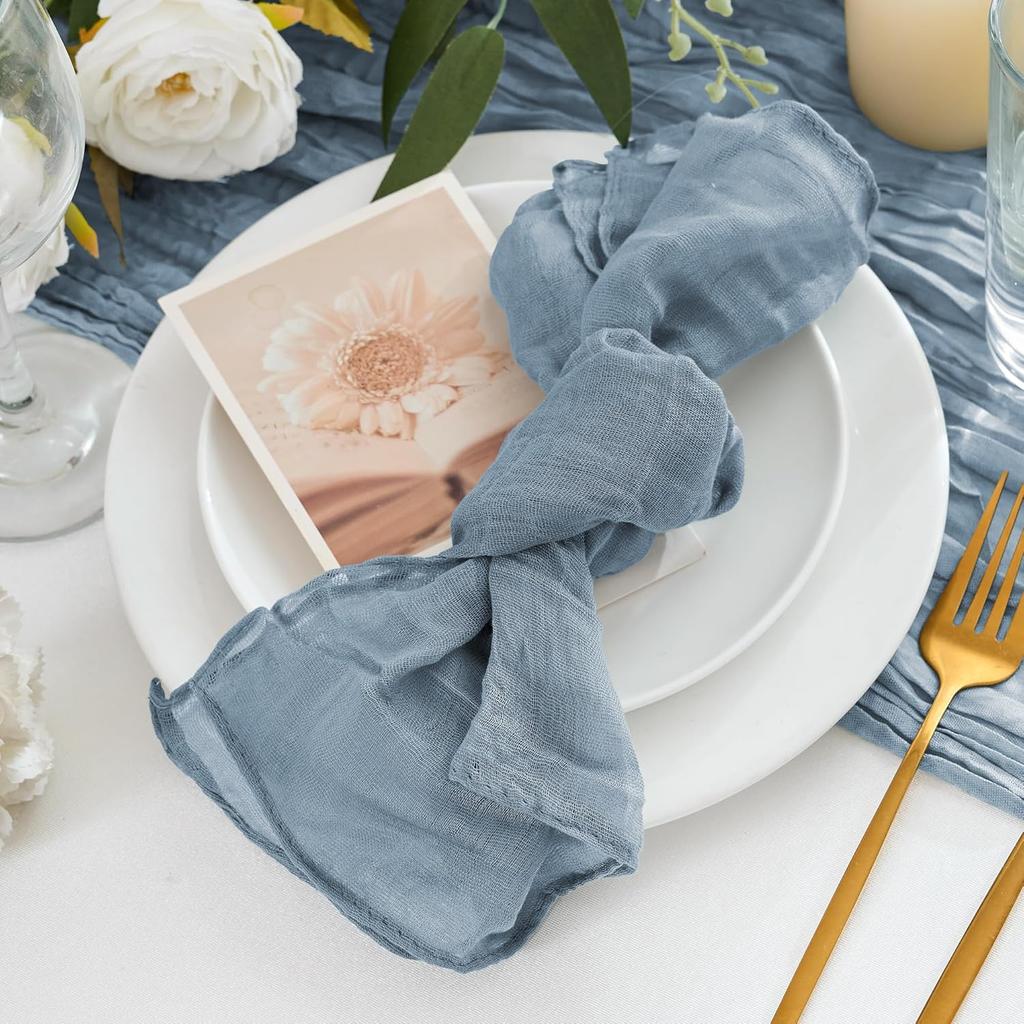 24Pcs Cheesecloth Napkins For Wedding Boho Gauze Table Napkins 50x50cm Christmas Banquets Arches Baby Shower Serving Table Decor