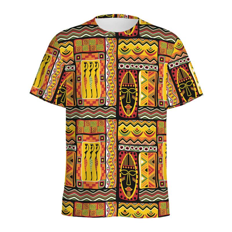 

Retro African Tribal Graphic T-shirt Men Summer Round Neck Short Sleeves 3D Printed Africa Ethnic Tees Casual Oversized T Shirts 5XL