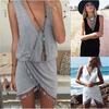 Sexy Womens Deep V-neck Beach Dress Beachwear Swimwear Bikini Wear Summer Dress