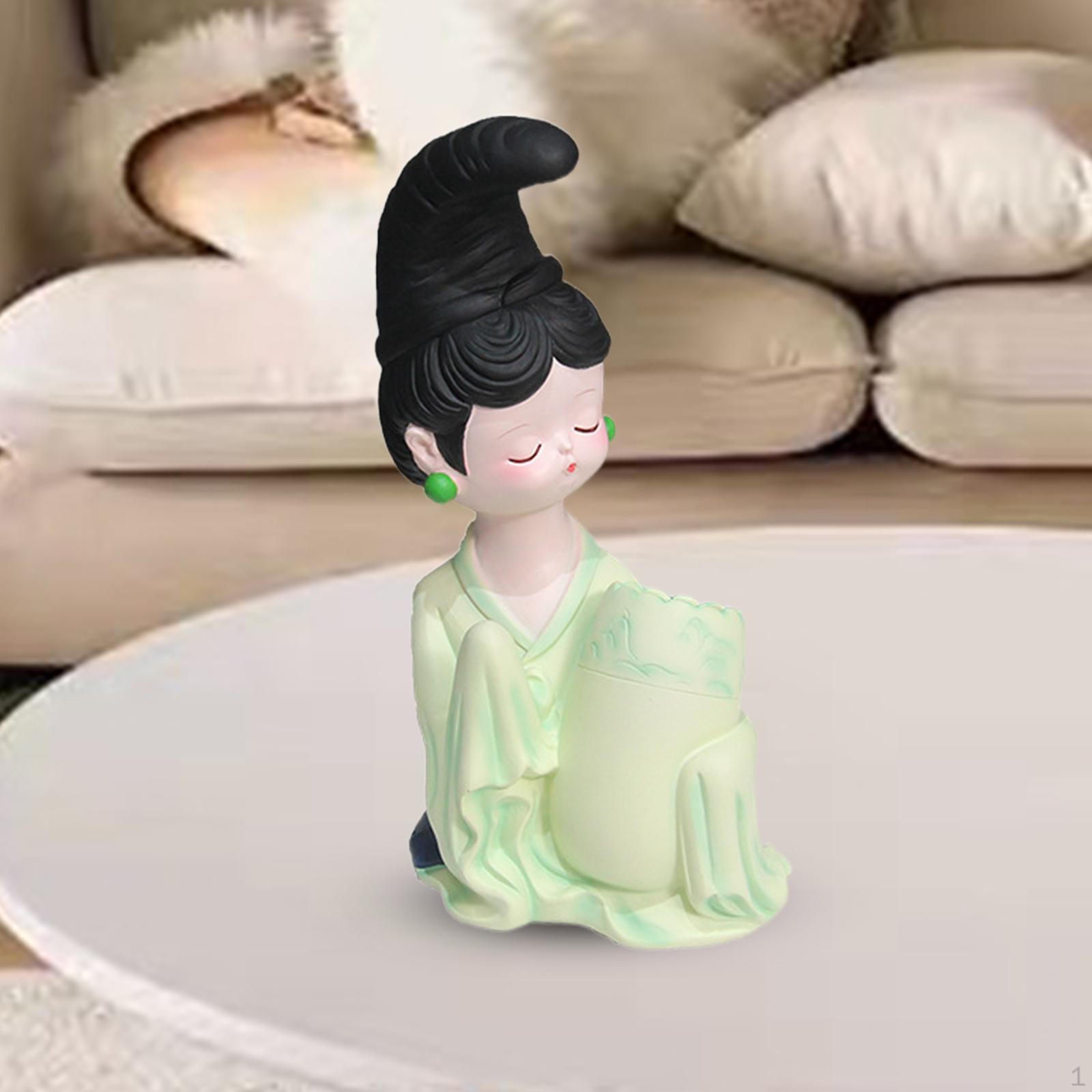 

Chinese Ancient Girl Ornament Storage Decoration Art Figurine for Tabletop Pen Holder