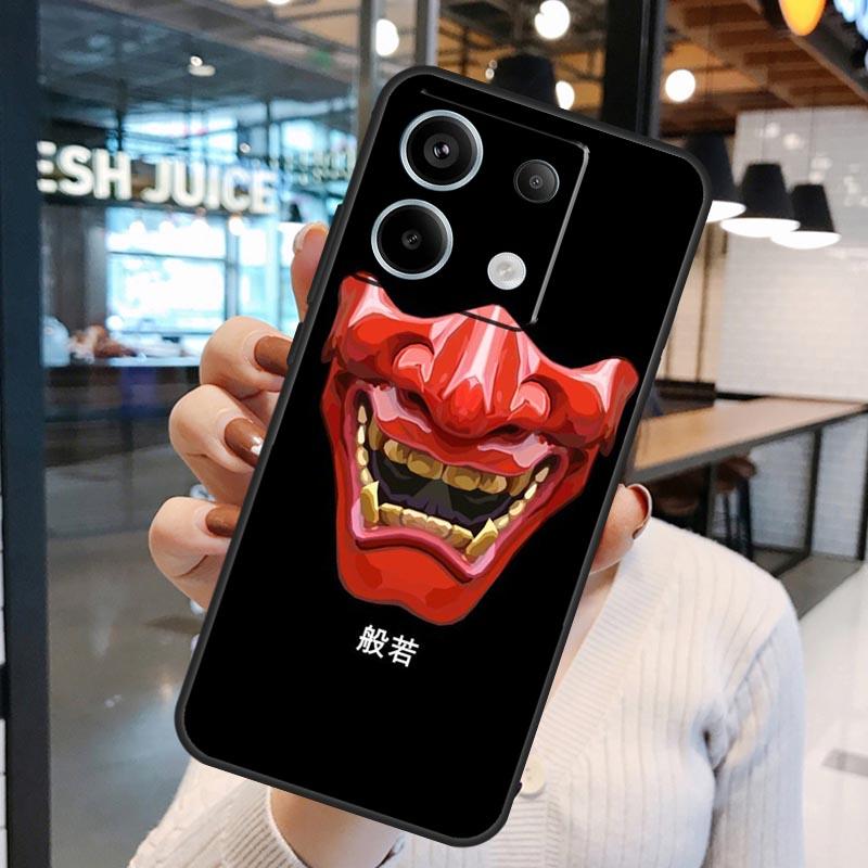 Japanese Oni Hannya Demon Mask Case For Xiaomi Redmi Note 13 Pro 10 11 12 14 15 Pro Plus Redmi 15C 14C 10C 12C 13C 15 Cover