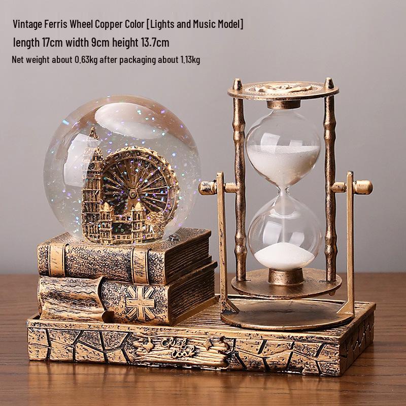 Eiffelturm Kristallkugel Sanduhr - Leuchtendes Studentengeschenk, Harz Desktop-Ornament