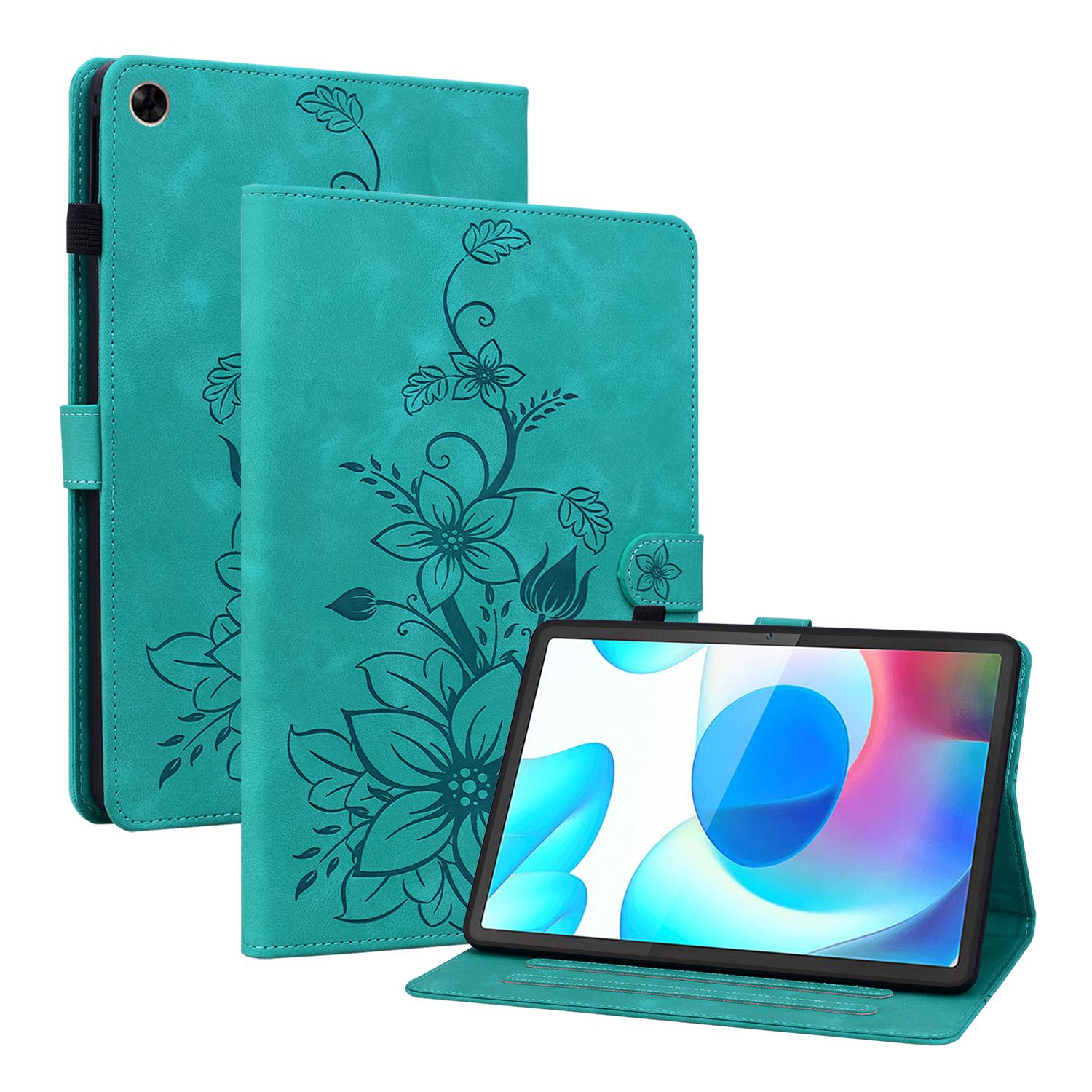 

Для Realme Pad (Моделі RMP2102, RMP2103) Чохол для планшета зі штучної шкіри з вишуканим квітковим тисненням Realme Pad зелений