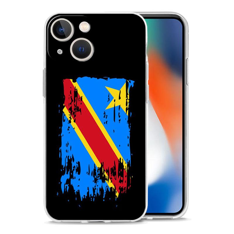 Congo Flag Luxury Transparent Phone Case For iPhone 15 14 13 12 Mini 11 Pro Max XS X XR SE 7 8 Plus Silicone Clear Cover