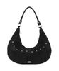SECONDSALT Suede Eyelet Hobo Shoulder Bag (Black)