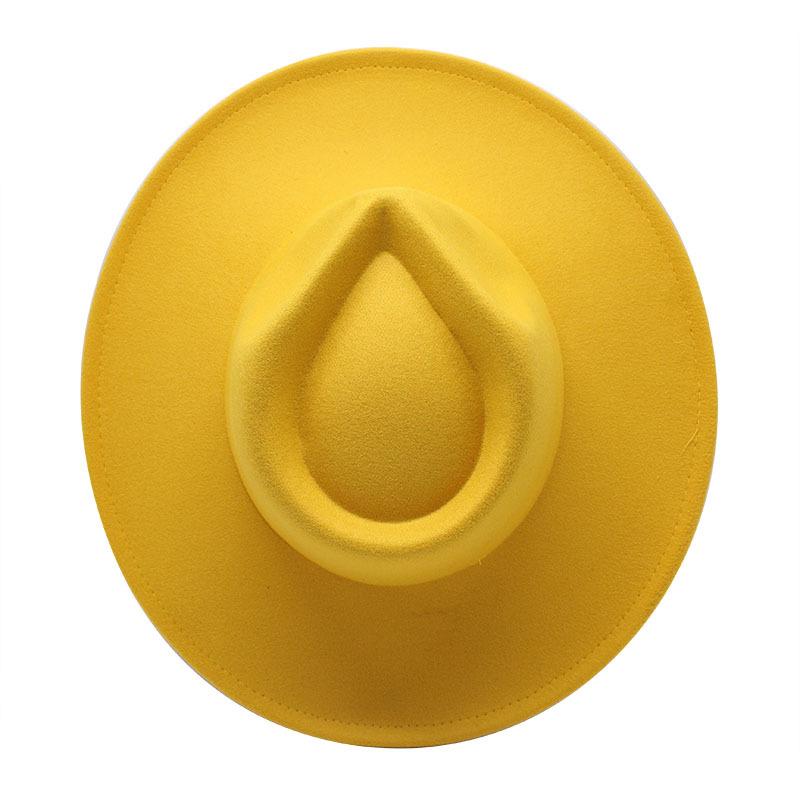 Wool Top Hat Casual Jazz Hat Tide Concave British Hat Ladies Big Edge White Felt Hat