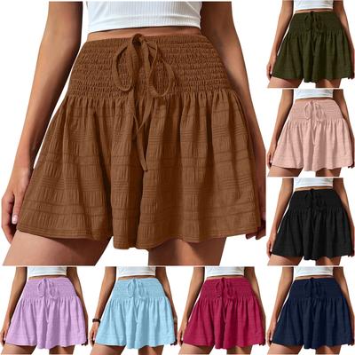 Damenmode Sommer Unifarbene Träger Elastischer Bund Sport Und Freizeit Shorts