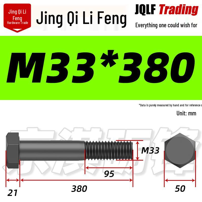 M27-M39 Grade 12.9 Blackened Half-Thread Hexagon Bolt