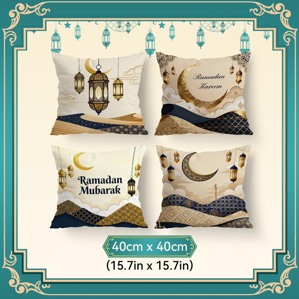 Ramadan Lantern Crescent Moon Cushions Pillowcase Polyester Cushion Cover Throw Pillow Pillowcover Home Car Sofa Decor