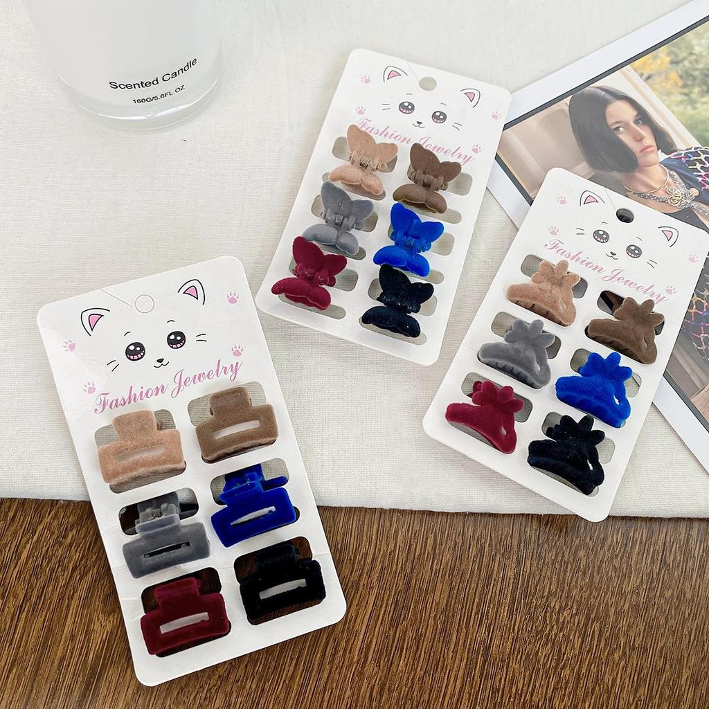 6-Piece Retro Flocked Mini Butterfly Hair Clips Set