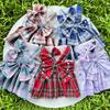 Pet Plaid Dress Hanger Leash Supplies Clothes Dog Cat Teddy Bear Corgi