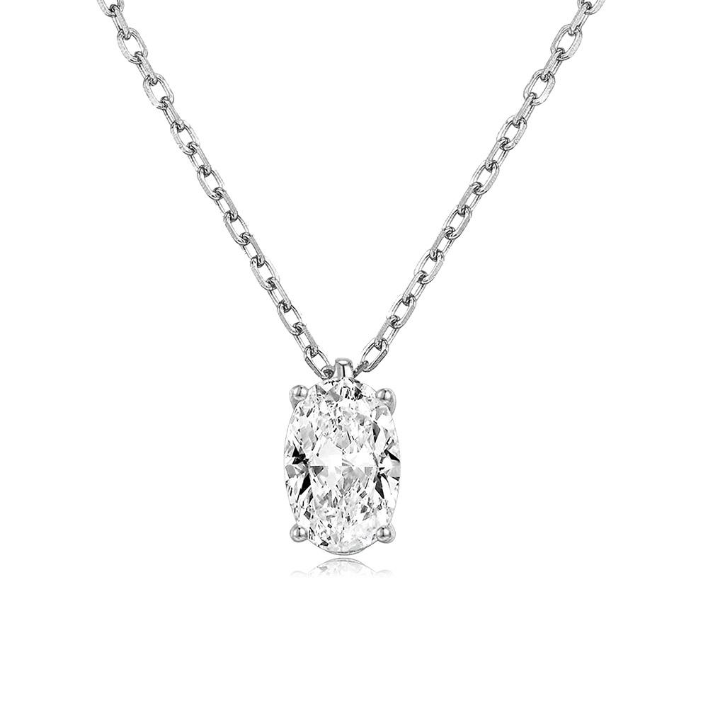 

Oval Crystal Pendant Necklace For Women Minimalist Classic Chain Choker Necklaces Fashion Accessories Wedding Zircon Gift N503