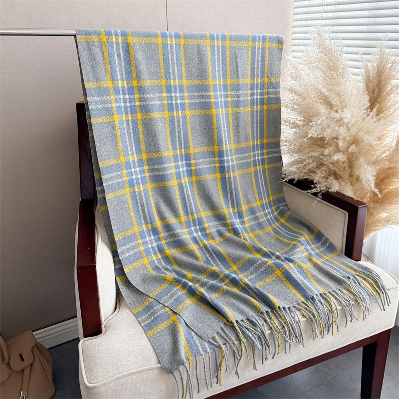 Designer Brand Plaid Cashmere Scarf for Winter Warm Pashmina Blanket Scarves Tassel Casual Bufanda Poncho Lady Wraps Shawls