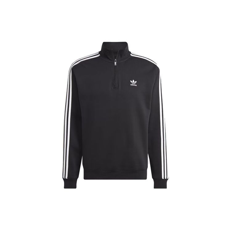 

Adidas Originals трехлистный клеверный полосатый свитшот с логотипом и воротником с длинными рукавами, мужские топы, черный IL2503