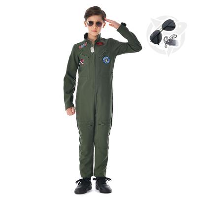 Chłopięcy pilot wojskowy kostium na Halloween Retro Cosplay mundur sił powietrznych dla dzieci kombinezony lotnicze kombinezon wojskowy