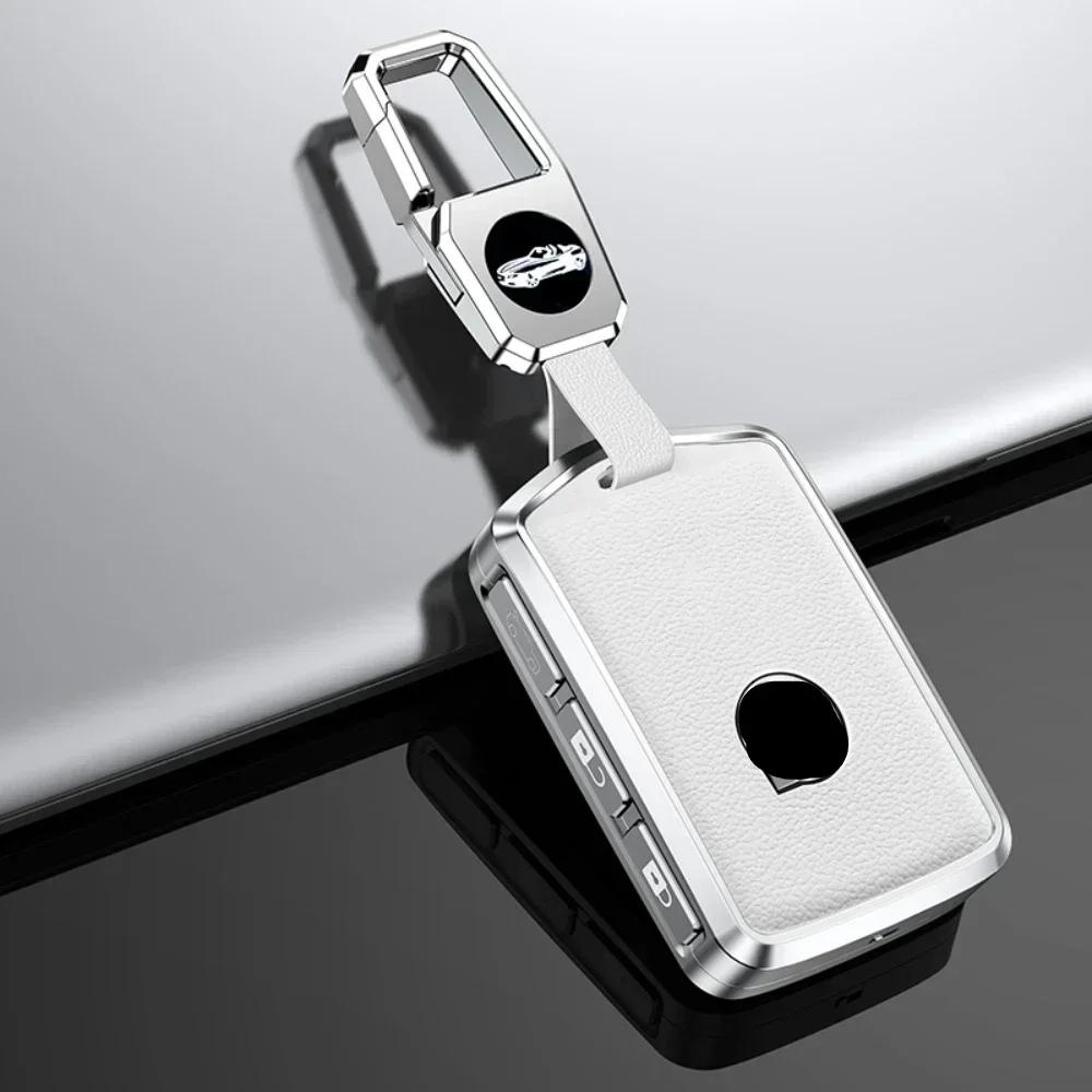 Aluminum Alloy Leather Car Key Case Cover Shell For Volvo S90 S60 Xc60 Xc90 Xc40 C40 V60 V90 T6 T8 Auto Accessaries Keychain