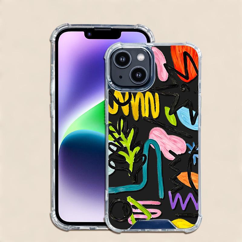 Zebra Pattern Graffiti iPhone Case: Two-in-One Anti-Fall Design for Apple 13/14.