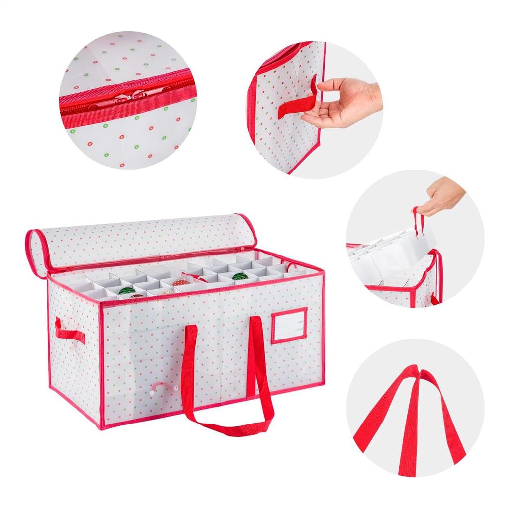 Christmas Ornament Storage Bag 8-Tier 128 Compartments Seasonal Decoration Bin Christmas Balls Dividers Holder For Storing