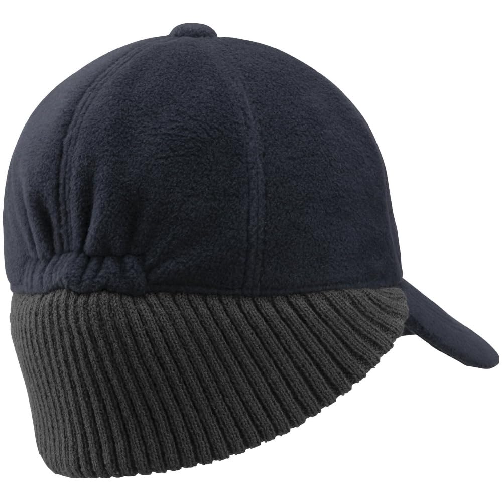 Mizuno Breath Thermo Fleece Cap with Unisex C2JWA601 Earmuffs, Moisture-Wicking, Heat-Generating Hat, Navy, (Head Circumference 55-60cm),