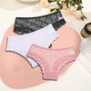 FINETOO 3PCS Women's Lace Panties Sexy Perspective Underwear Briefs Female Solid Color Hollow Out Lingerie Floral Intimates S-XL
