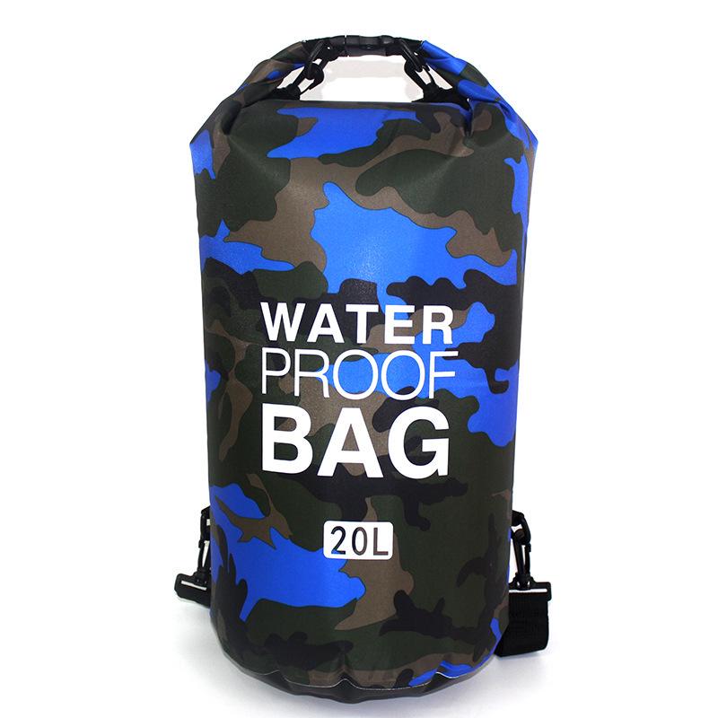 Camouflage Waterproof Rafting Bag - Single/Double Shoulder, Lightweight Polyester Swimming Bucket Bag 2L Single Shoulder