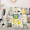 Coffee drinking styles digitalprinted polyester Bedroom velvet flannel soft sofa cover blanket Fleece soft sofa cover blankets