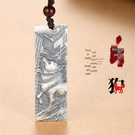 999 Sterling Silver Antique Bagua Zodiac Ox Pendant Necklace for Men, Women, Couples