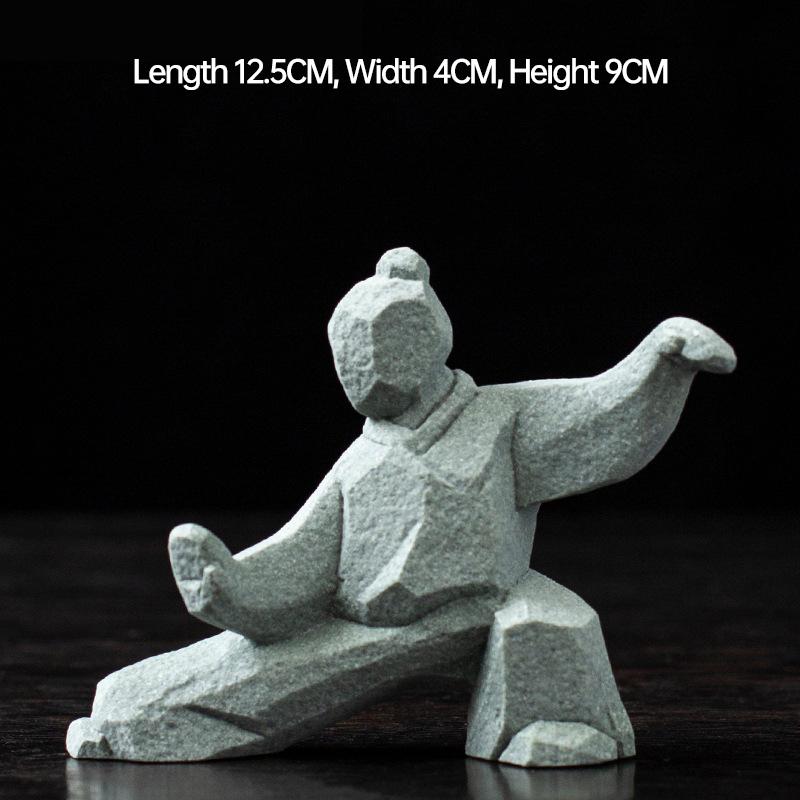 Statua Guerriero Tai Chi Fatta a Mano Ornamento Decorativo Kung Fu Cinese per Scrivania Tavolino da Tè Ufficio Regalo