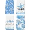 Artoid Mode Starfish Scallop Ocean Theme Summer Kitchen Towels Dish Towels, 18x26 Inch Seasonal Decoration Hand Towels Set of 4