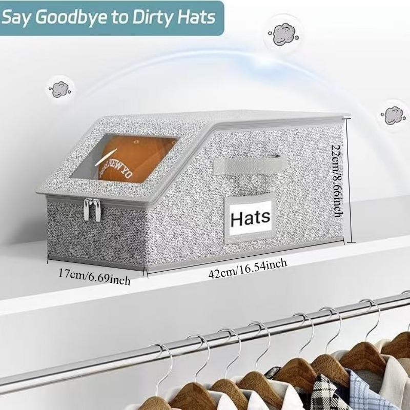 Non-Woven Hat Storage Box with Zipper Dustproof Stackable Organizer for Baseball Caps Large Capacity Closet Storage Solution