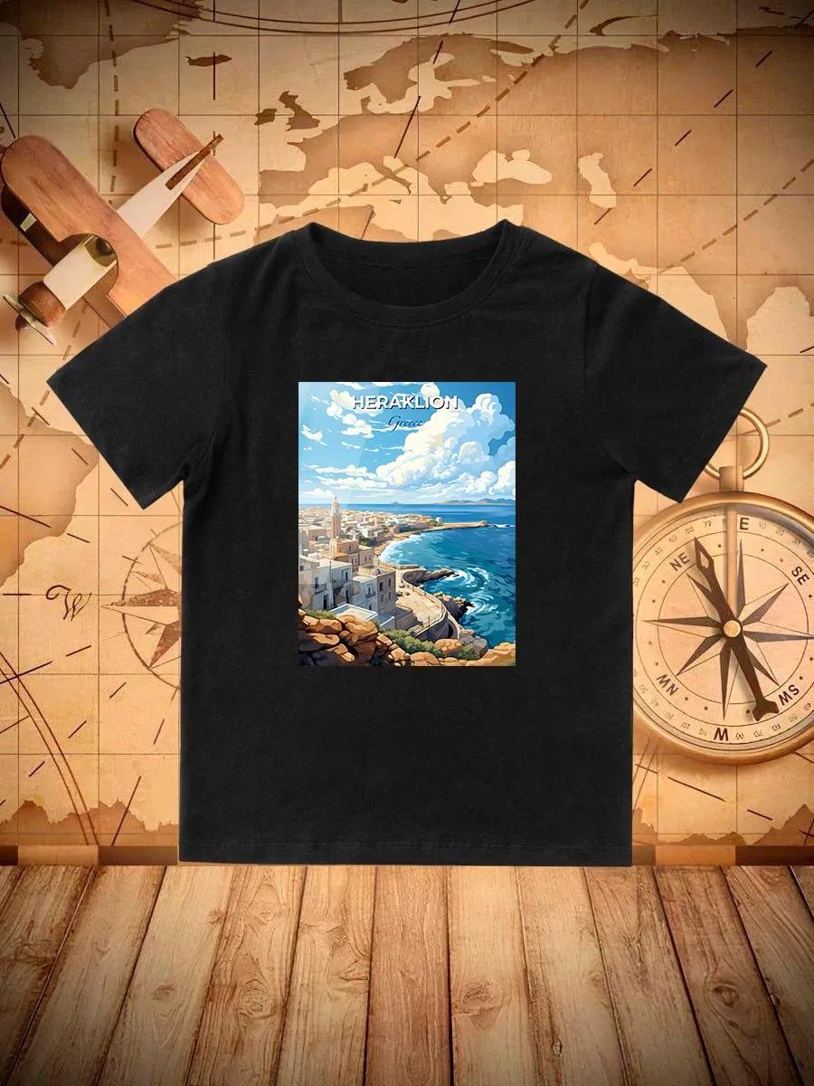 Round Neck Printed Pattern Pullover Short Sleeve Kids Tops Heraklion Greece 130