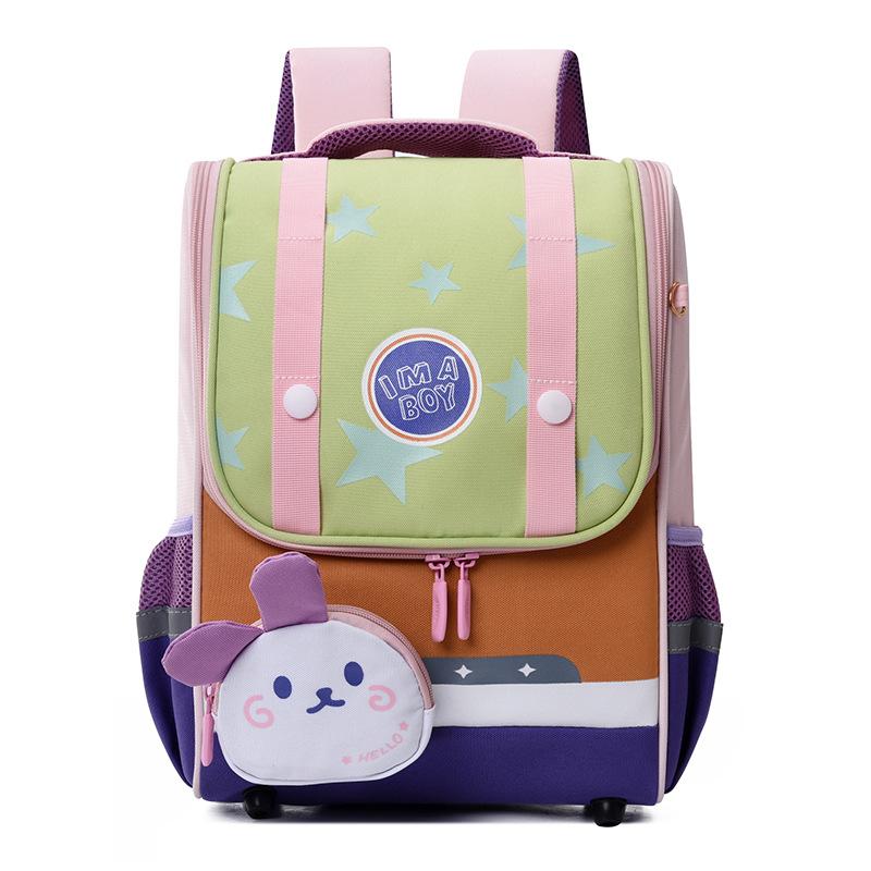 

Школьные ранцыНовый милый мультяшный большой рюкзак для учеников 3-6 лет, большая вместимость, легкий светло-розовый