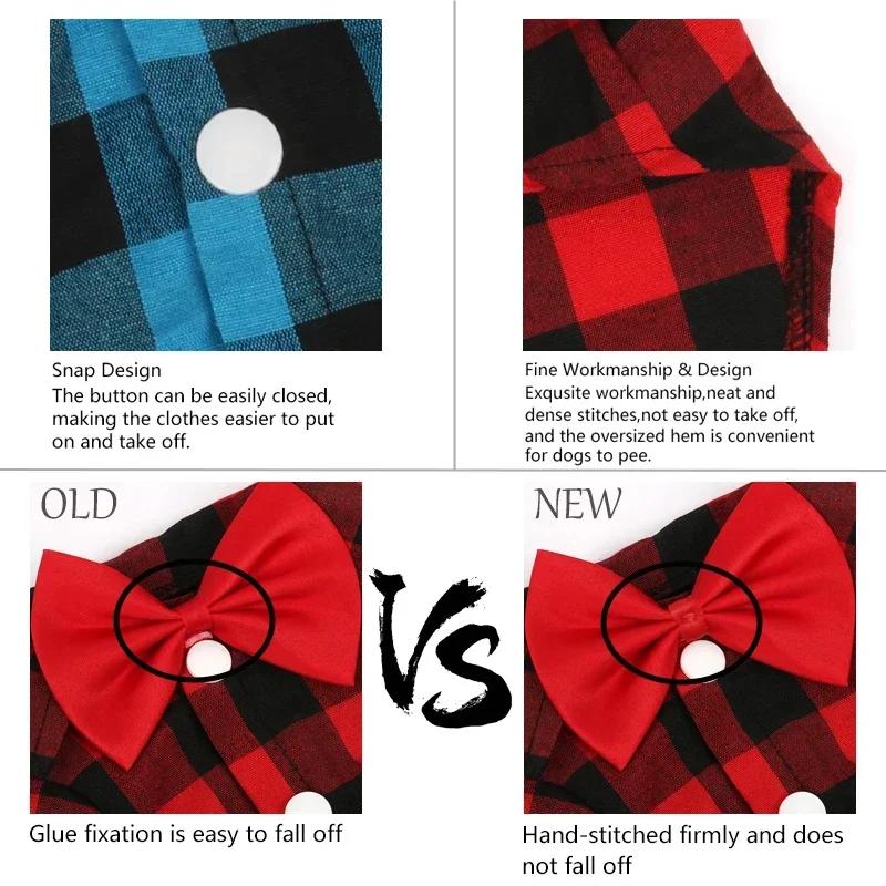 Classical Dog T-Shirts Bowtie Plaid Thin Summer Breathable Dog Clothes for Small Large Dogs Chihuahua Puppy Pet Cat Vest