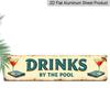 2D Flat, 1pc Vintage "Poolside Drinks" Metal Sign - Vintage Wall Decor for Bar, Kitchen, Patio, Pool House - 15.7×3.94inch, Easy To Hang, No