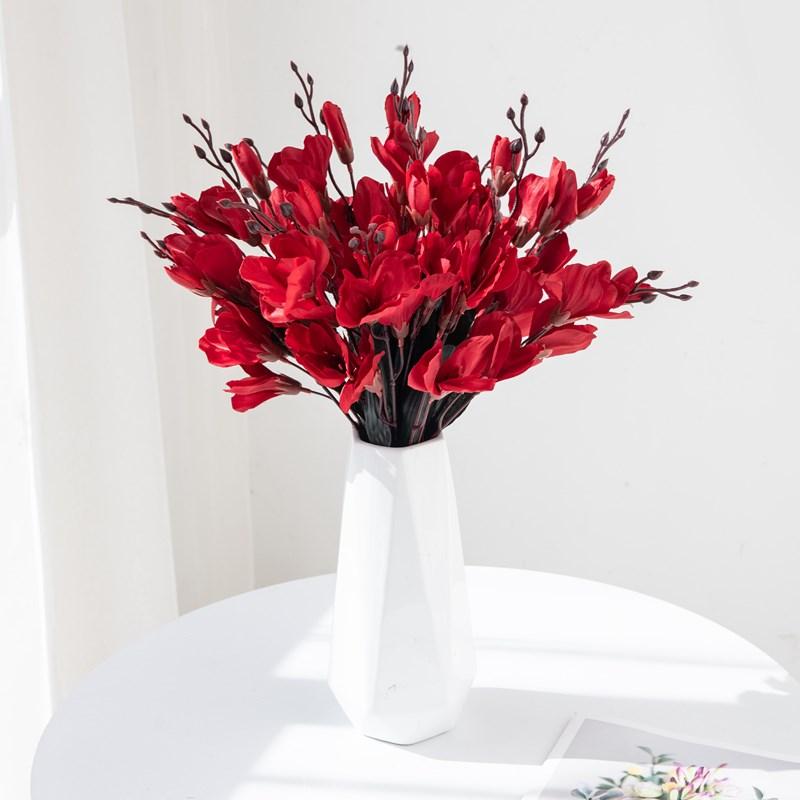 1PC Magnolia Bouquet Artificial Flowers for Home Decor Wedding Christmas Party Supplies Photography Props Bride Accessories