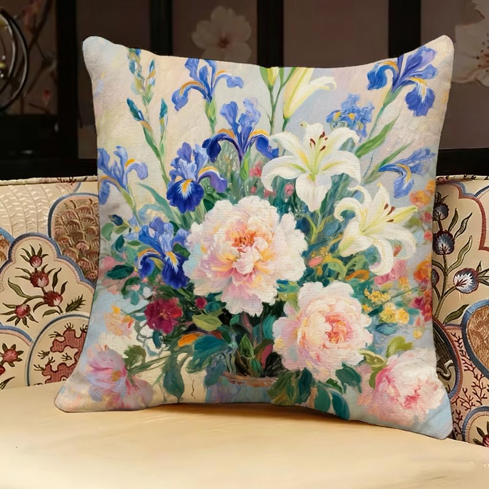 Flower Vase Pillow Case Pillowcase, Double-Sided Printed, Sofa Cushion, Bedroom Headboard Pillow