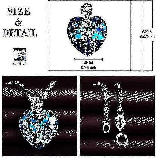 Women\'s Necklace, Blue "Heart of the Ocean" Heart Pendant