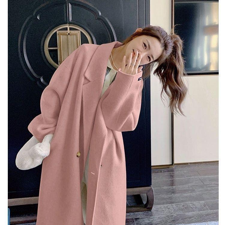 2025 A/W Collection: Women's Luxury Wool Blend Double-Faced Cashmere Overcoat, Long-Haired and Thickened for Ultimate Warmth.