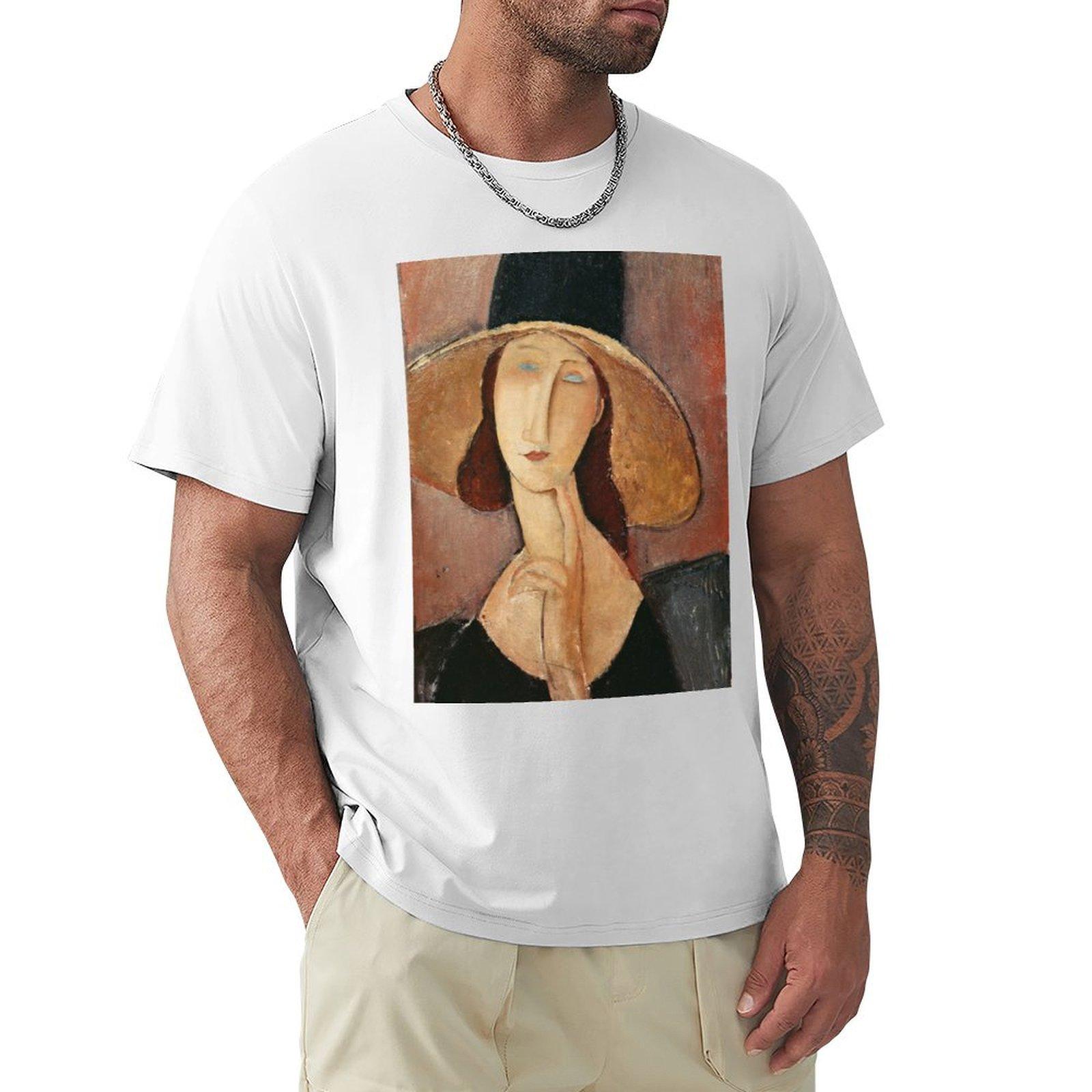 Amedeo Modigliani Portrait Of Jeanne Hebuterne In A Large Hat Tshirt Comfortable Daily Wear Tee S