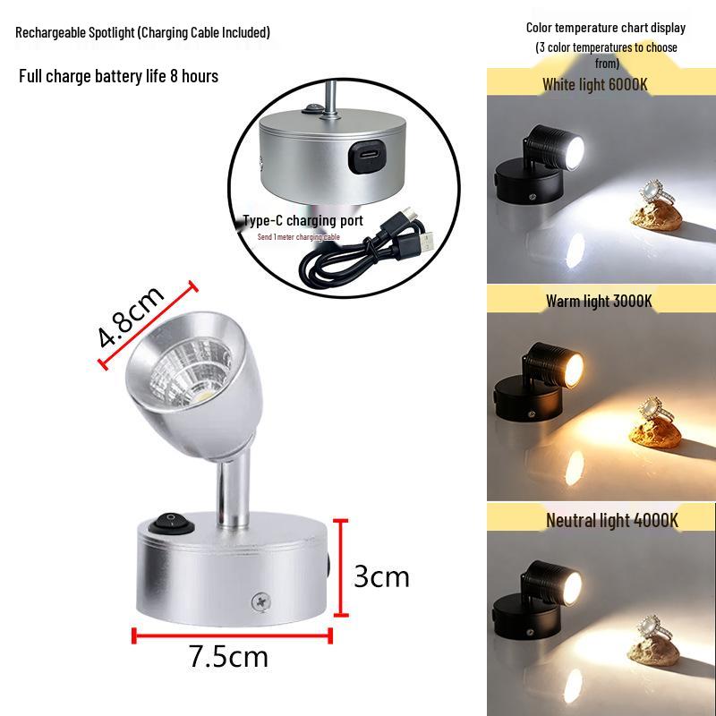 Wireless Jewelry Display Spotlights for Cabinets and Desktops