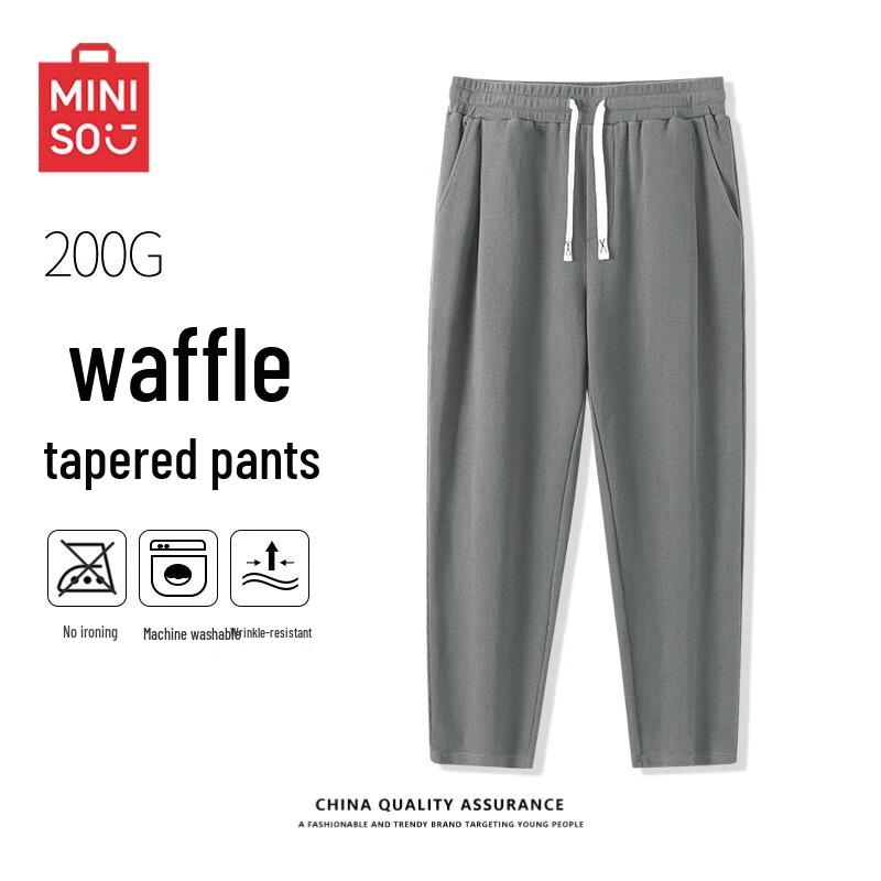 

MINISO Men s Heavy Waffle Tapered Casual Pants 5XL (Recommended 230-260 lbs)