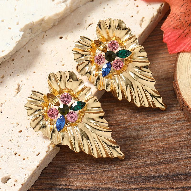 Elegant Multi-leaf Geometric Rhinestone Earrings