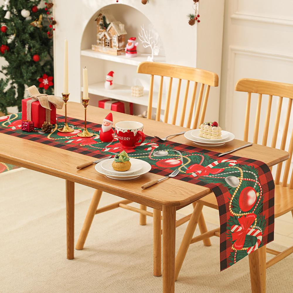 Christmas Table Runner 2026 New Luxury Snowflake Elk/Santa Claus Pattern-for Holiday Dinner Party, Xmas Dining Table Decoration