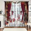 2pcs Christmas Tree Red Christmas Curtains Polyester, Rod Pocket Design for Living Room Bedroom Kitchen Decor -Machine Washable