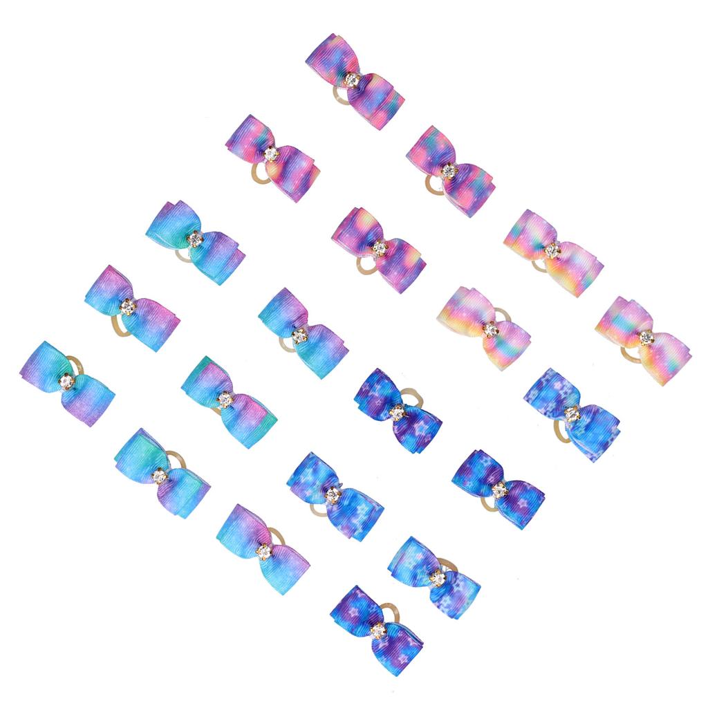 Pet Bowknot Hair Rope Starry Sky Bow Rubber Bands Pet Grooming Headwear for Little Pet Rabbit
