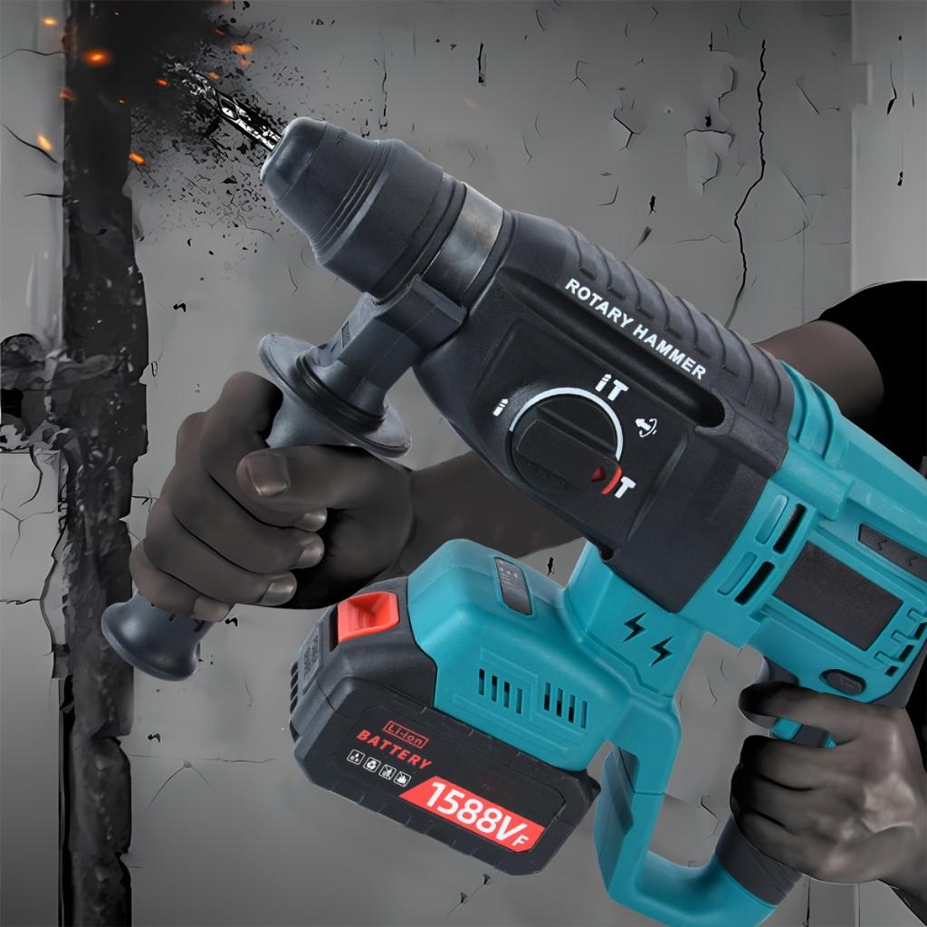 4 IN 1 Cordless Rotary Hammer Drill 3 Mode With Handle SDS 26mm Chisel Concrete