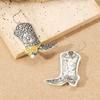 Retro Western Rose Double-Color Boots Earrings - Trendy Alloy Totem Design